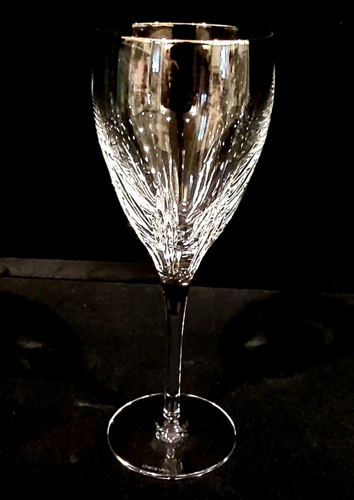 LENOX CRYSTAL MILLENNIUM EDITION FIRELIGHT WINE GLASS PLATINUM RIM 7 7/8″ USA