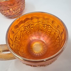 Vintage Indiana Glass Harvest Grape Marigold Carnival Punch Cups Set of 4 Amber