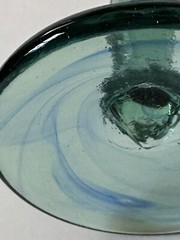Rick Strini Wine Twists Glass Iron Gold Seafoam Blue Art Glass Hand Blown 9.5″
