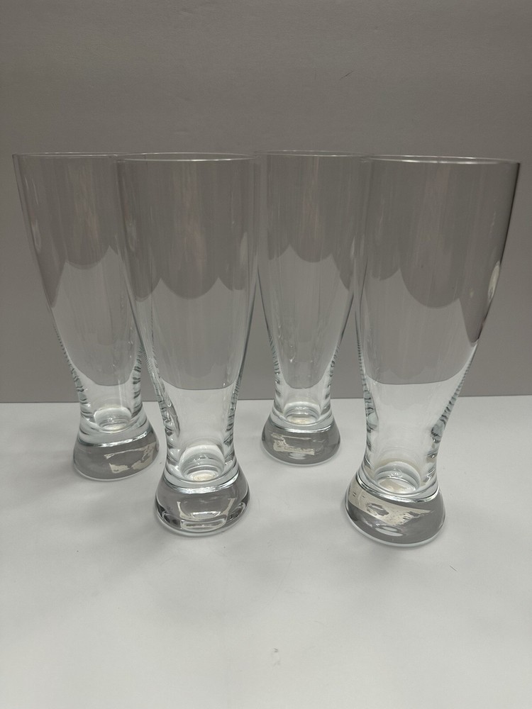 Pottery Barn Crystal Polish Ryan Pilsner Beer Lager Glasses New Set Of 4