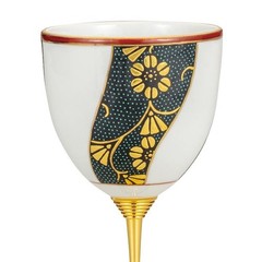 JAPAN KUTANI Kutani Yaki Wine Cup, Genuine Gold Twisted Blue Grain Iron Senmon