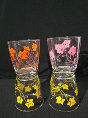 Vintage Hazel Atlas Ivy Sour Cream Glasses 1/2 Pint – Set of 4