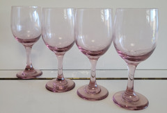 4 Libbey Premiere Plum Pink Water Wine Stemmed Goblets 7 Inches Holds 11.5 Ozs