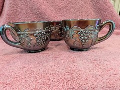 Set/6 Signed Northwood Amethyst Carnival Art Glass Punch Cups – Grape & Cable