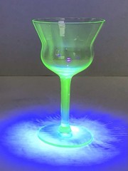 Set of 6 Uranium Green Cocktail Champagne Wine Glasses 5″ Depression Era UV Glow
