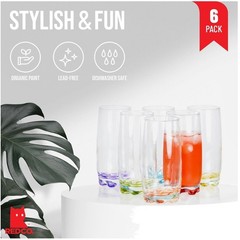 Durable Glass Highball Tumblers, 13.25oz – Set of 6