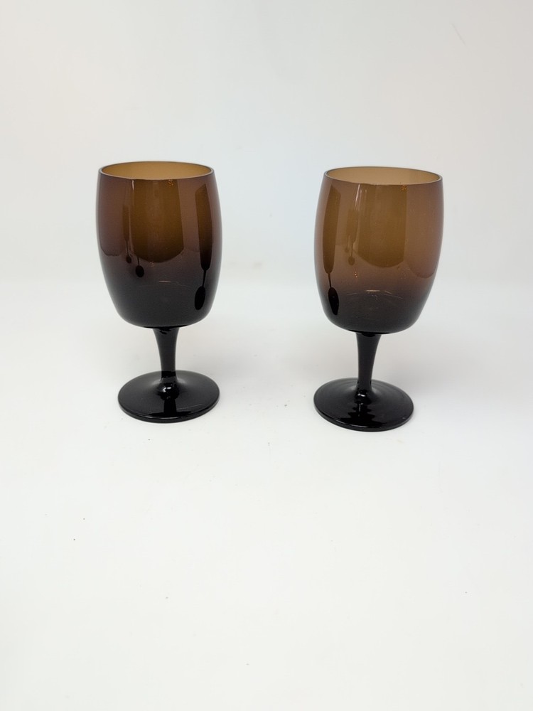 Set Of Two Gorham Accent Brown 6 3/8” Water Goblet
