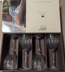 4 France Cristal D’Arques 10oz Classic Water Wine Goblet Crystal Glasses NIB