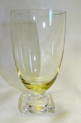 Fostoria 4020 Amber Set of 4 Footed Juice Tumblers Yellow Bowl Clear Base