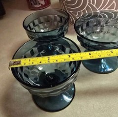 (3) Indiana Colony Whitehall Riviera Blue Champagne Tall Sherbet Glasses Cubist