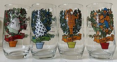 MCM Set 10 Anchor Hocking TWELVE DAYS OF CHRISTMAS Decals Tumblers 5″ EXCELLENT