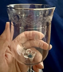 Lenox Moonspun Platinum Trim Wine Glasses Set of 5 Etched Floral Crystal