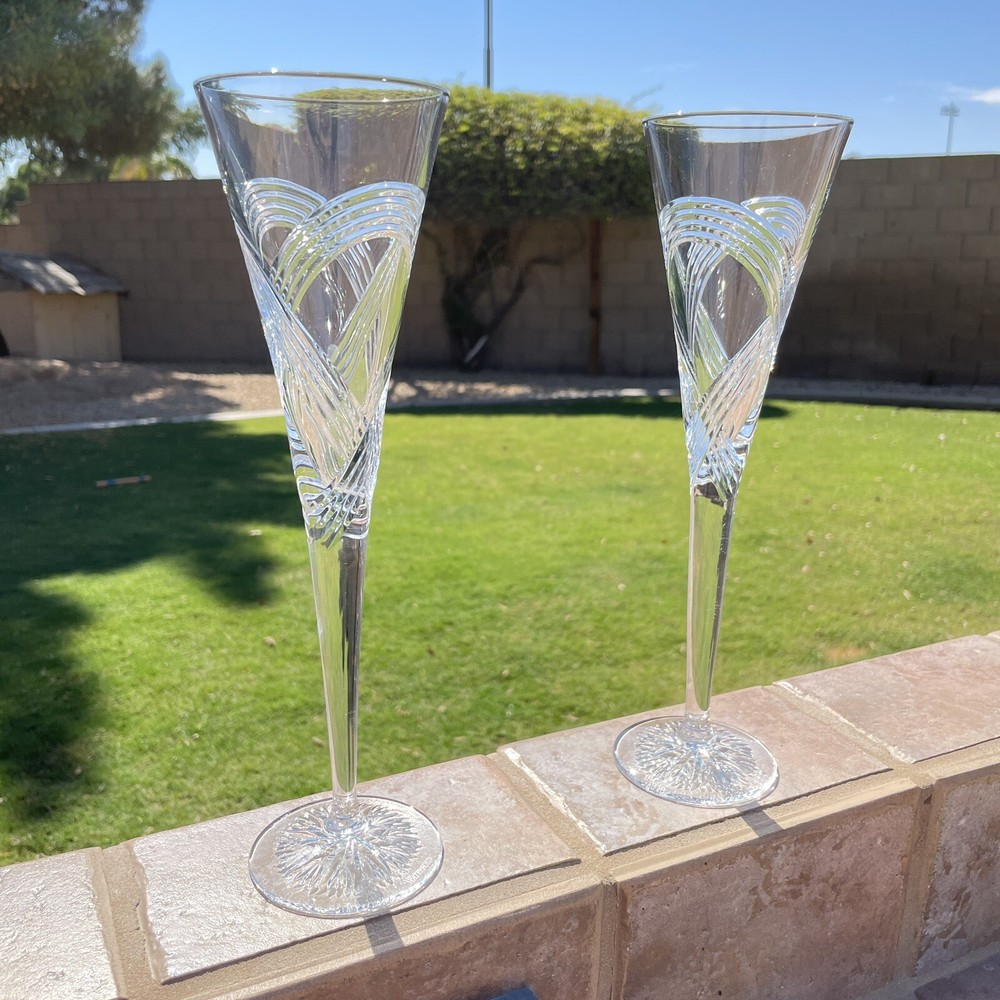 2 Waterford Crystal Toasting Flutes 100th Anniversary Times Square 2010 Courage