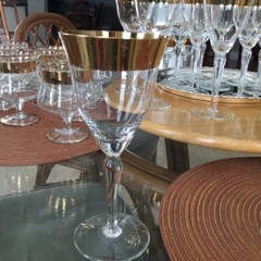 Collection of Avitra 22Kt. 1″ Gold Rimmed Polish Stemware – 3 sizes