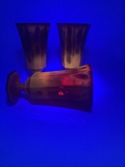 MCM Octagonal Ruby Amber Yellow Cadmium Orange Gothic Viking Water Goblets Set