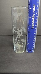 Etched Clear Highball Drinking Glass Tribal Animals Figures Contemporary Barware