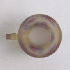 Handmade Al-Rama Floral Art Nouveau Clear/Pink Glass Cup, 2.2″ Tall, Israel