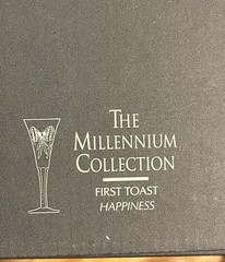 2 Waterford Millennium HAPPINESS toasting flute glass