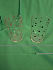 Vintage Hazel Atlas Kraft Swanky Swig Stars Red & Black Set of 2
