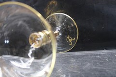 Vintage Set of 4 Etched Champagne/Martini/Tall Sherbet Gold Encrusted {878}
