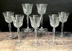 Set of 7 Mikasa Park Avenue Crystal Wine Glasses Clear Cut 8″ VTG 1987-1994 MINT