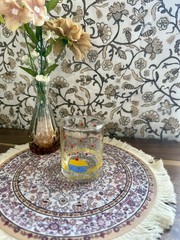 Vintage Anchor Hocking Blue House Farm Country Small Juice Glass 1982