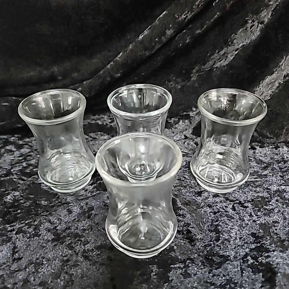 Vintage Anchor Hocking Juice Glass Clear Bell Shaped Jelly Jar Lot of 4