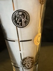 Set of 4 Clear Libbey Coin Pilsner Beer Glasses, Gold & Black MCM