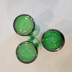 Green Vtg Juice Glass Anchor Hocking Grape Vine White Gold Set Of 3