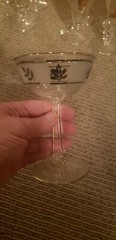 Vintage Libbey Frosted Autumn Leaves Silver Rim Cocktail Coupe Champagne Glasses