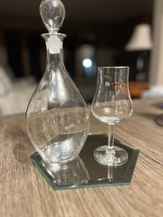 Orrefors Illusion Crystal Wine Decanter And 1 Elixir Wine Tasting Stemmed Glass