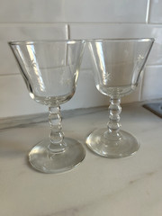 Vintage Libbey Glass Knob Hill liquor cocktail glass with star pattern etching