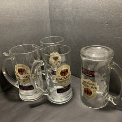 Bacardi OAKHEART Heavy Textured Glass Rum Mug/Tankard – Set of 4