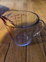 Vintage Anchor Hocking Oven ORIGNAL #498 8 oz./ 1 Cup Measuring Cup USA GLASS