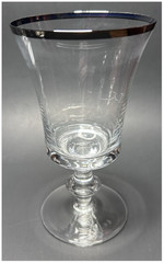 Set of 6~ Gorham Crystal Cavalier Wide Platinum Silver Band Wine Goblet Glasses
