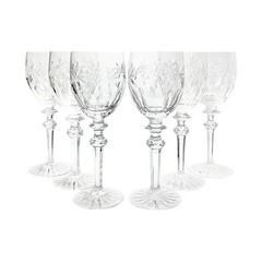 Rogaska “Country Garden” Set of 6 Crystal Water Glasses 8 3/4” 10oz Signed