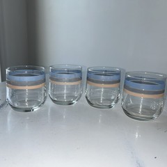 International Streamlines Coronado Glassware Low Ball Tumblers BlueGrayPeach (4)