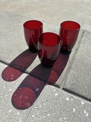 Swedish MCM ruby glass pitcher & 7tumblers,by Monica Bratt for Reijmyre Glasbruk