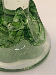 Hand Blown Studio Art Glass Goblets Set of 2 Blue Green Swirl Signed