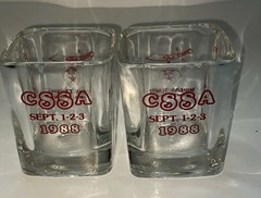 2 Vintage SHRINER 1988 Whiskey Bar Thick Glasses Median Temple Wichita Kansas