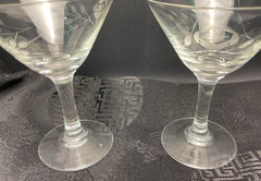 Etched Glass Mini Martini Glasses Set of 2 Floral Pattern M1