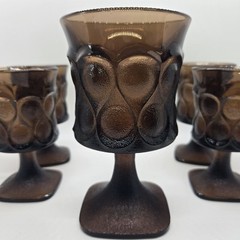Noritake Spotlight Walnut Brown Goblet Set Vintage Glass Retro 60s 70s Vibe