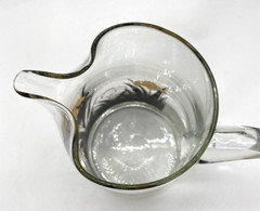 Culver Glass 24k Gold Vintage Iced Tea Water Pitcher Black & Gold Irises, 9″