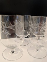 4 Vtg Libbey Glass Wheat Etched Design Iced Tea Glasses 5″ Crystal
