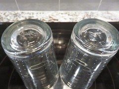 2 Libbey Crisa HOOPS 10 oz Drinking Glass Tumblers Ribbed Rings Clear EUC