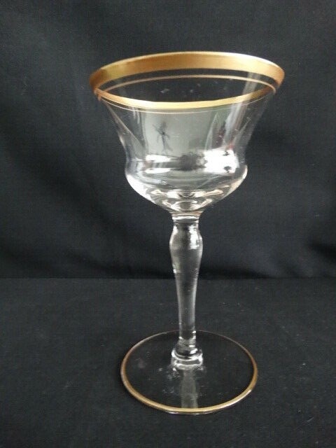 Glastonbury/Lotus Glass Clear YUKON Gold Trim Champagne Tall Sherbet Glass 3720