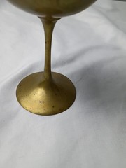Vintage Brass Goblet Set Ornate Etched Chalice Cups Pair Decorative