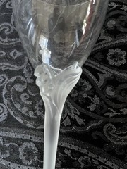 Sasaki Crystal Wings 24% Lead Frosted Dove Bird Stem Wine Glass Vintage