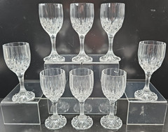 (8) Cristal D’Arques Bretagne Cordial Glasses Set Vintage Small Cut Stemware Lot