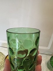 VTG Depression Glass Lot Of 6 Inverted Thumbprint Multicolored
